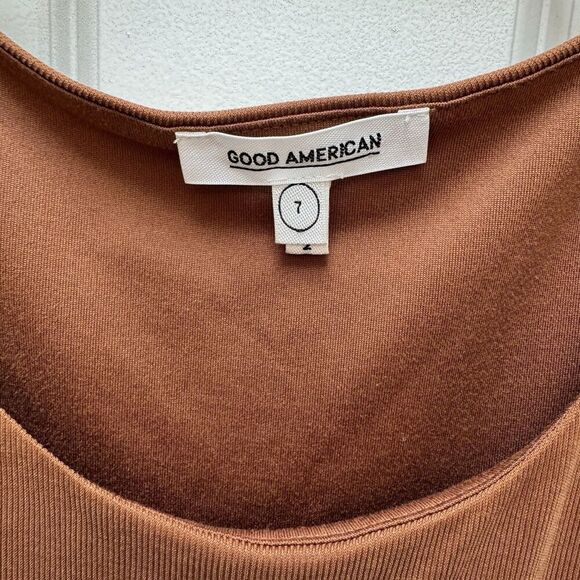 Good American bodycon Midi Tank dress Women’s size 7 Brown Lined - Picture 3 of 8
